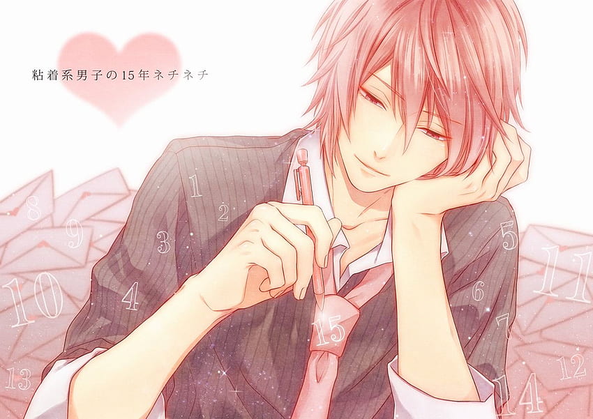 zamknij serce itohara mężczyzna różowe włosy polichromatyczny krawat vocaloid vy2. anime, różowa manga Tapeta HD