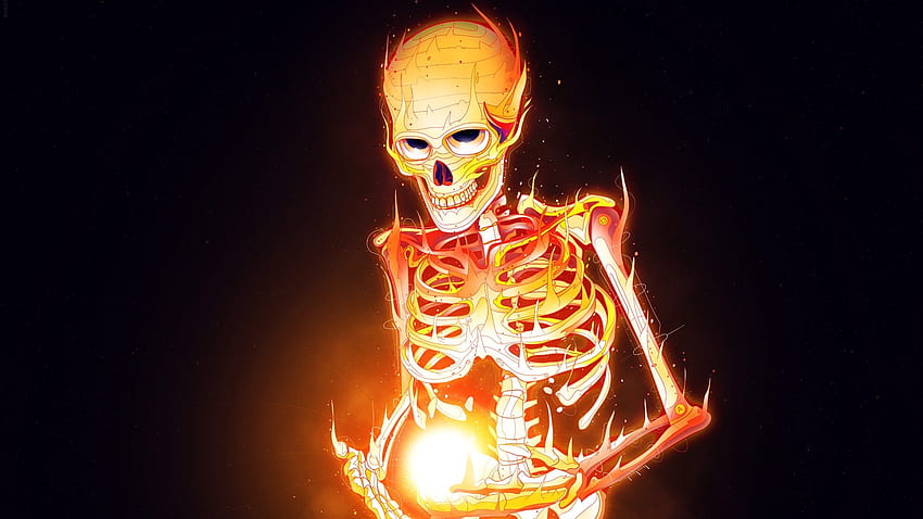 artwork digital art drawing skull bones skeleton teeth fire burning black background matei apostolescu JPG 321 kB - Cool , Skeleton Hand HD wallpaper