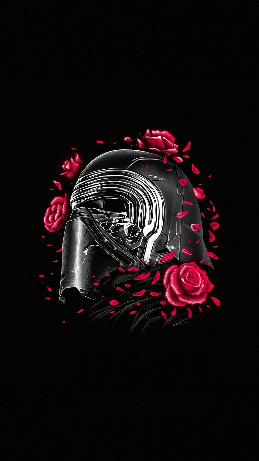 Kylo Ren, helmet and roses, Star Wars, minimal, Cute Star Wars HD phone wallpaper