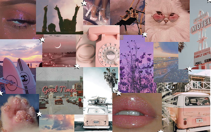 Portatile collage rosa estetico Sfondo HD