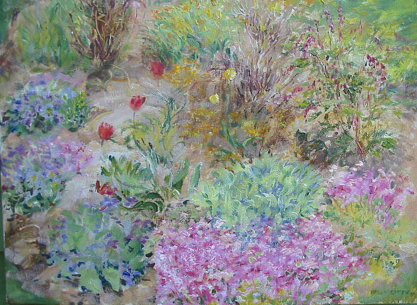 Spring Comes Softly, colorido, abstracto, pintura, otro, jardín, flores fondo de pantalla