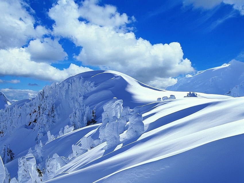 Зима, природа, сняг, планина, наклон, спускане, преспи HD тапет