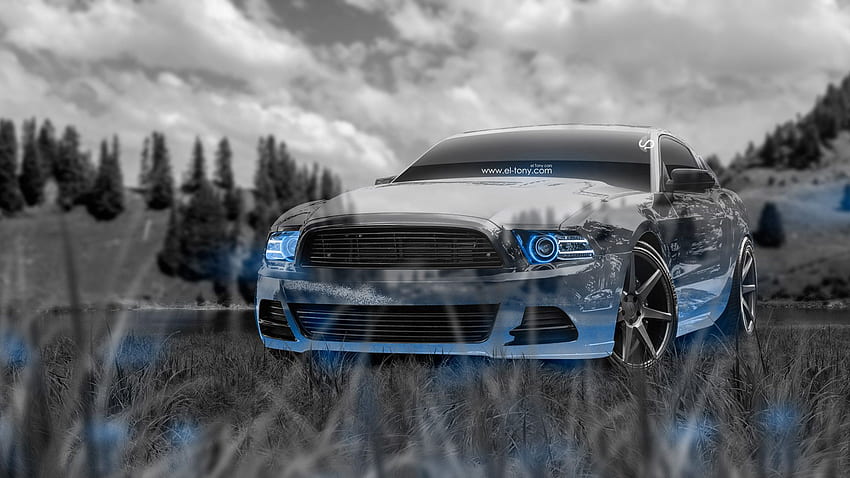 Ford Mustang GT Muscle Crystal Nature Car 2014 el Tony, Neon Mustang HD тапет