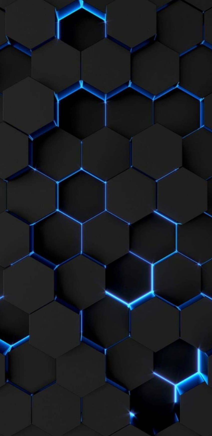 Black surface color honeycomb formation with a slim light blue neon L.E.D. outli:: These black on your pho. Синие обои, Черные обои, Каменная облицовка HD phone wallpaper