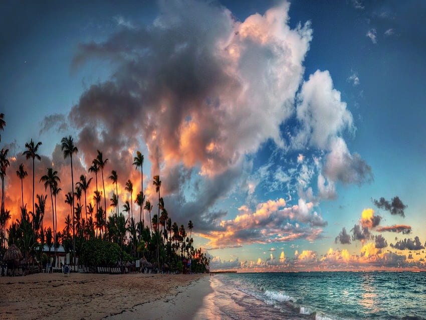 Dusk Sky, sea, sky, evening, cloud, beach HD wallpaper