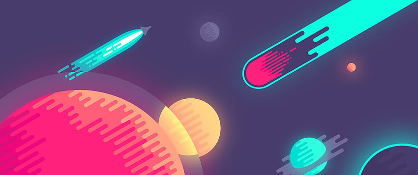 Cartoon illustration of planets, Rocket Cartoon HD wallpaper