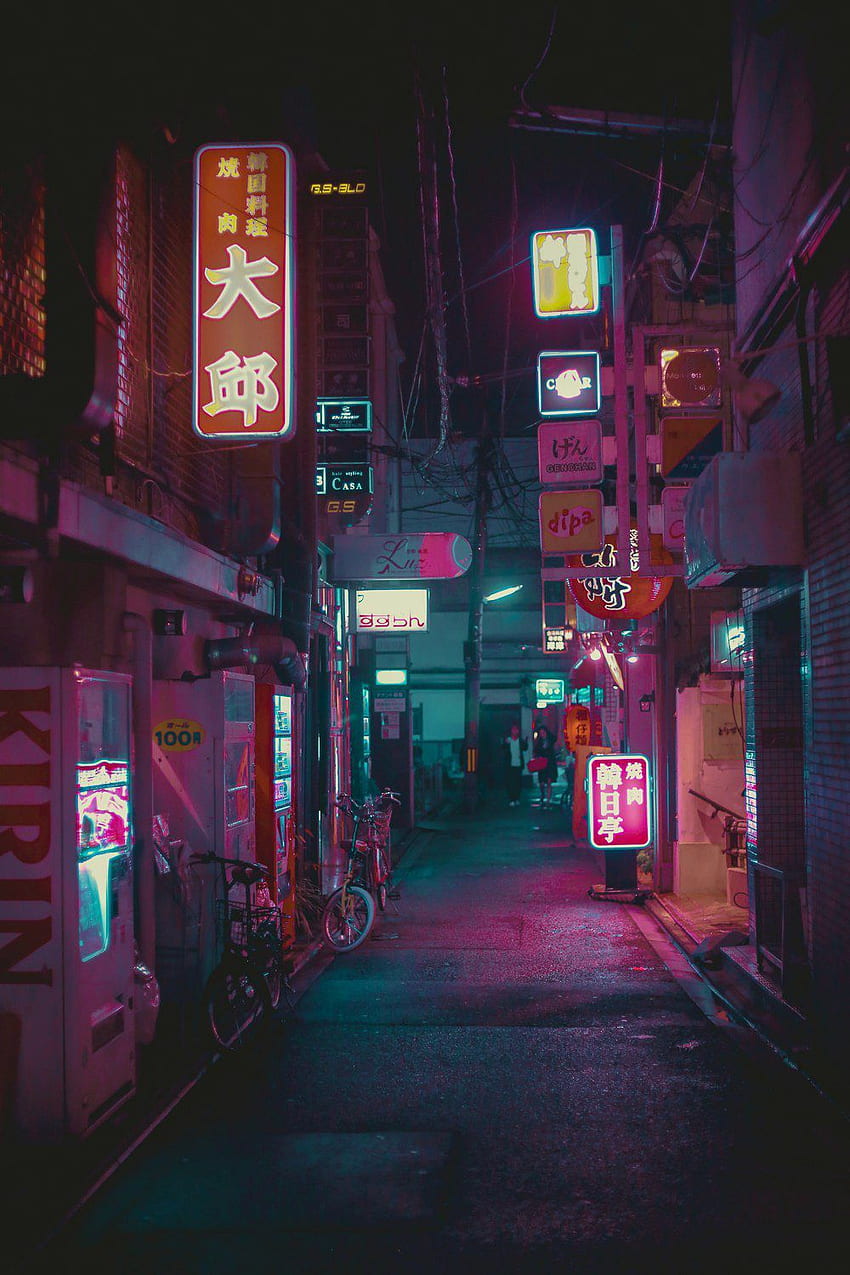 azjatycka estetyka ✡. Miasto Cyberpunk, Estetyczna Japonia, Miasto, Japonia Pejzaż miejski Tapeta na telefon HD