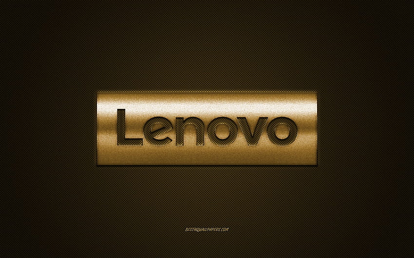 Lenovo, altın yaldızlı logo, Lenovo cihazları için, Lenovo logosu, karbon fiber arka plan, yaratıcı sanat, çözünürlüklü büyük Lenovo logosu. Yüksek Kalite, 2560X1600 Lenovo HD duvar kağıdı