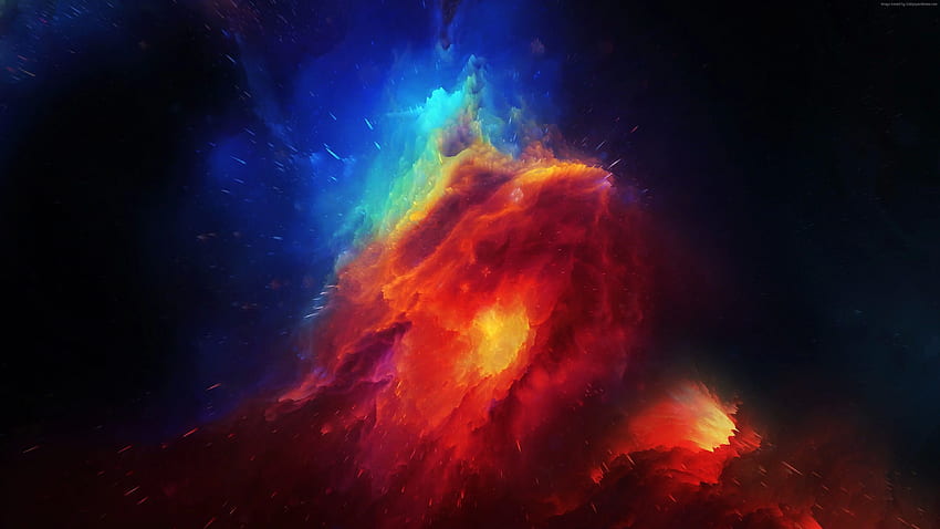 Blue and red galaxy digital HD wallpaper