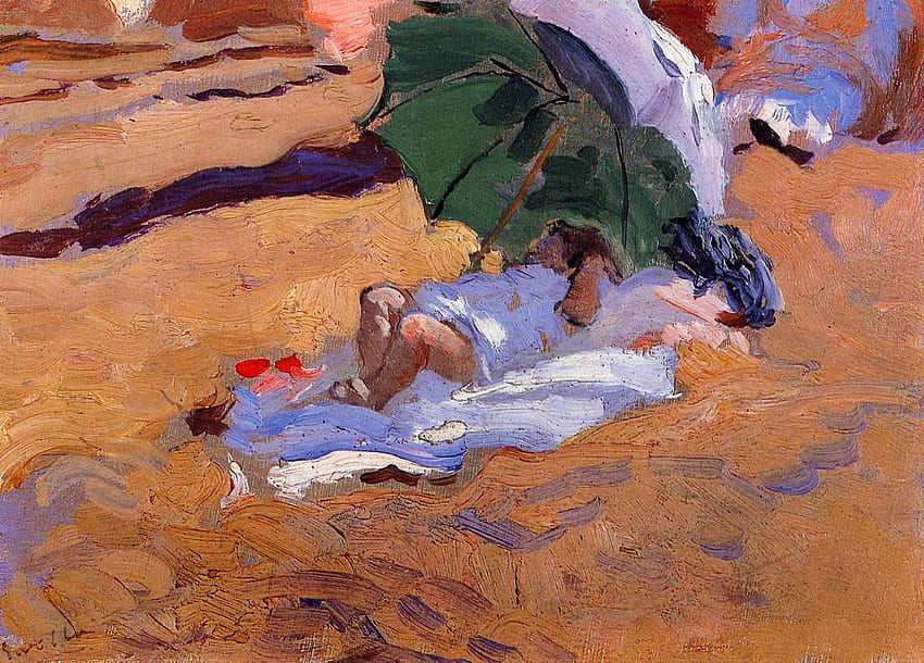 Kinder Siesta. Joaquín Sorolla und Bastida. Ölgemälde. Joaquin Sorolla, Impressionist, Malerei HD-Hintergrundbild