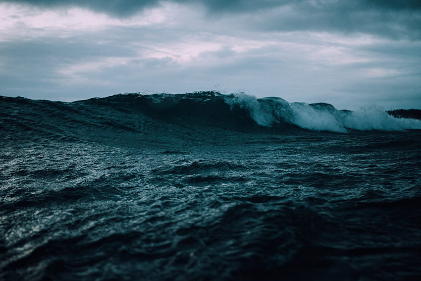 自然, 海, 波, 主に曇り, どんよりした, サーフ 高画質の壁紙