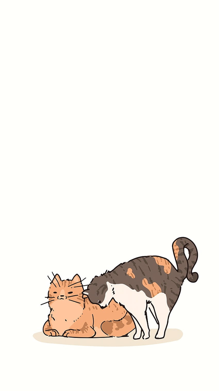 Elemento de garabato de gatos domésticos de pelo corto, Doodle Cat fondo de pantalla del teléfono