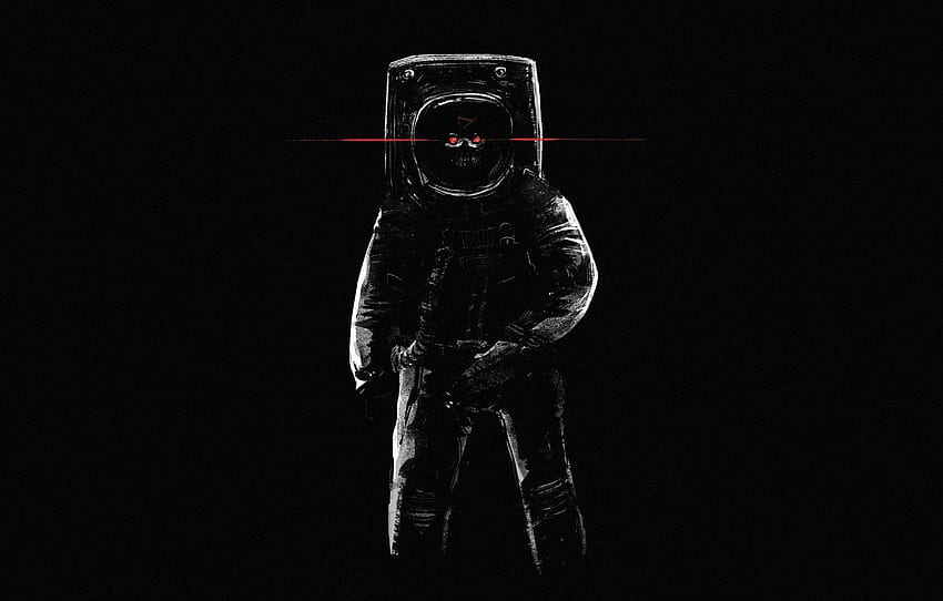 Minimalism, Skull, Astronaut, Eyes, Background, Astronaut, Art, Space, Death, Illustration, Science Fiction, Cosmonaut, Berner JC, by Berner JC, The black death for , section минимализм HD wallpaper