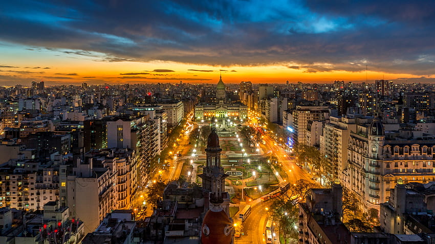 Буенос Айрес Аржентина, архитектура, градове, пейзаж, облаци, Аржентина, Буенос Айрес, залез HD тапет
