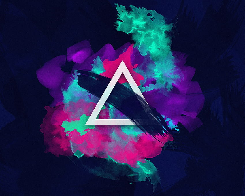 White triangle, paint, colorful, neon HD wallpaper