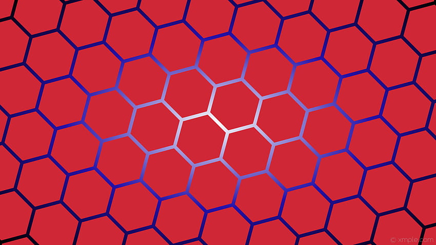 グラデーション 六角形 黒 赤 白 青 グロー 高画質の壁紙