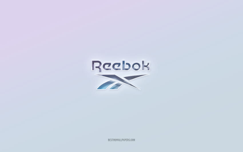 Logo Reebok, wycięty tekst 3d, białe tło, logo Reebok 3d, emblemat Reebok, Reebok, wytłoczone logo, emblemat Reebok 3d Tapeta HD