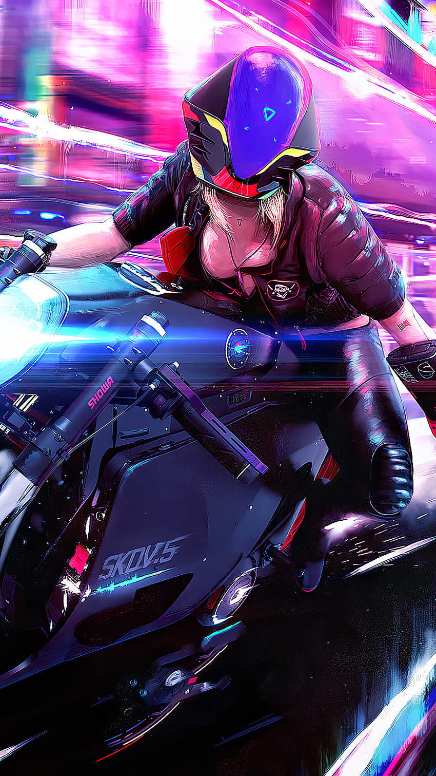 Cyberpunk, Biker, Girl, Morcycle, phone , , Background, and . Mocah, Motorcycle Quote HD phone wallpaper