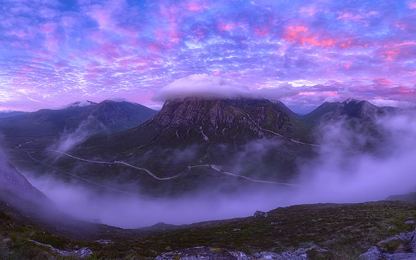 Doğa, Dağlar, Pembe, Bulutlar, Vertex, Sayfanın Üstü, İskoçya HD duvar kağıdı