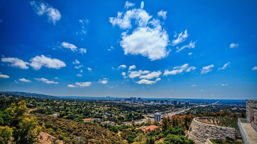 panoranic view of los angeles, paorama, city, clouds, view, sky HD wallpaper