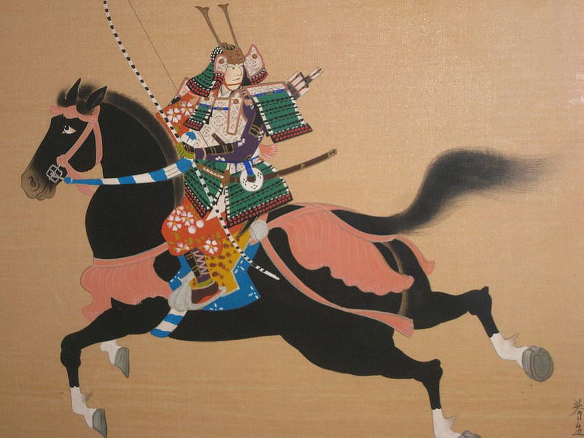 Japanese Samurai paintings, Japanese Horse HD wallpaper
