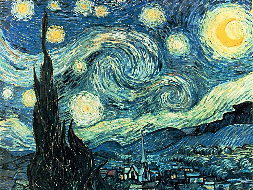 Van Gogh's famous and beautiful Starry Night painting as computer, Vincent Van Gogh Starry Night HD wallpaper