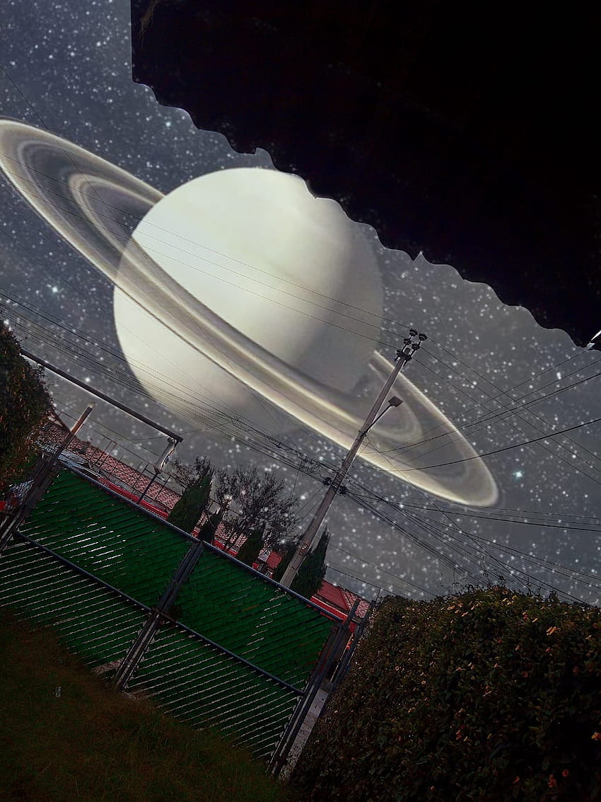Saturno en la Tierra, atmosfera, atmosphère, espacio, ciel, cielo con estrellas, cielo, planeta, imaginativo, noche cosmica Fond d'écran de téléphone HD