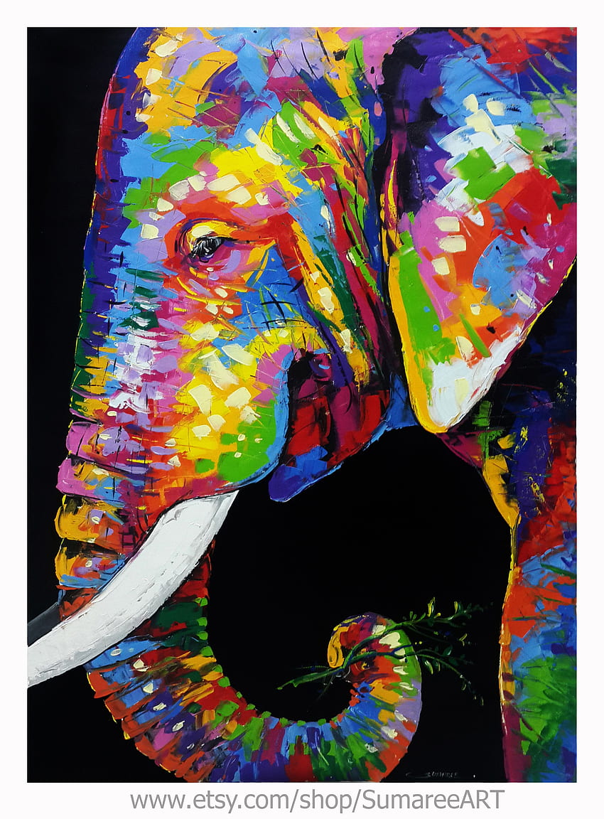 Arte de elefantes, arte colorida de elefantes Papel de parede de celular HD
