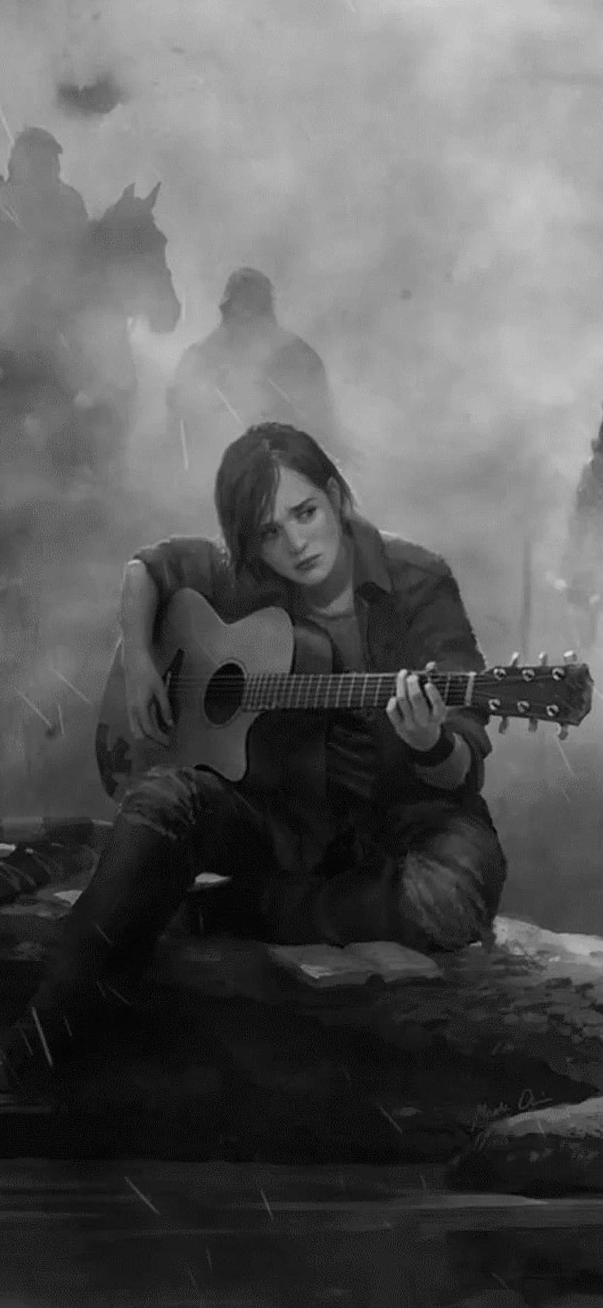 Ellie The Last Of Us Part 2 기타 흑백 iPhone XS HD 전화 배경 화면