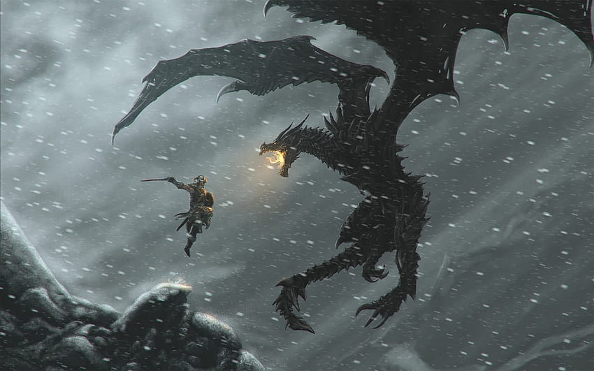 The Elder Scrolls Legends Warrior Dragon Snow Fire, Games HD wallpaper