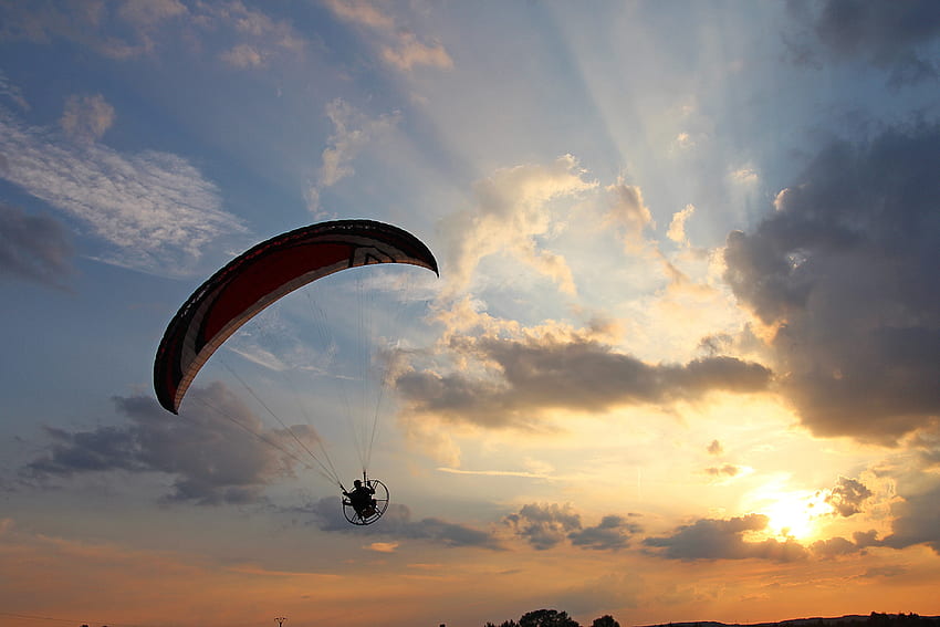 Sports, Sunset, Sky, Flight, Paragliding, Paraglider HD wallpaper