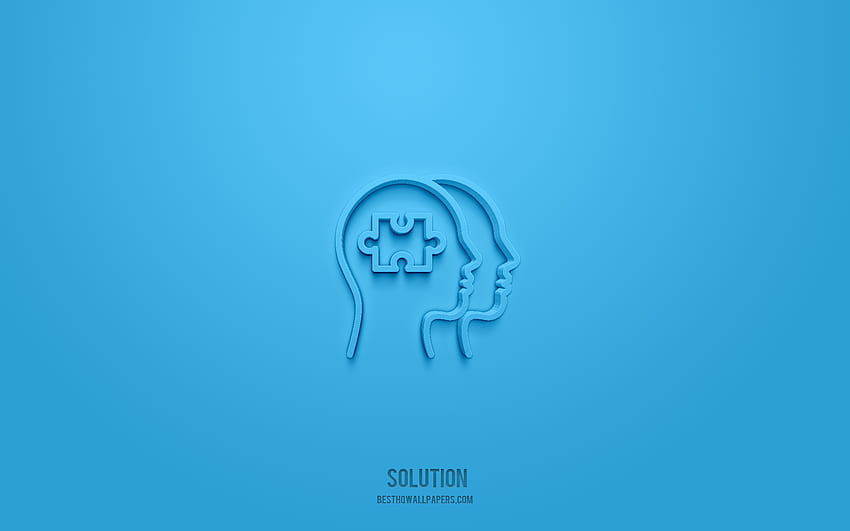 Solution 3d icon, blue background, 3d symbols, Solution, business icons, 3d icons, Solution sign, business 3d icons HD wallpaper
