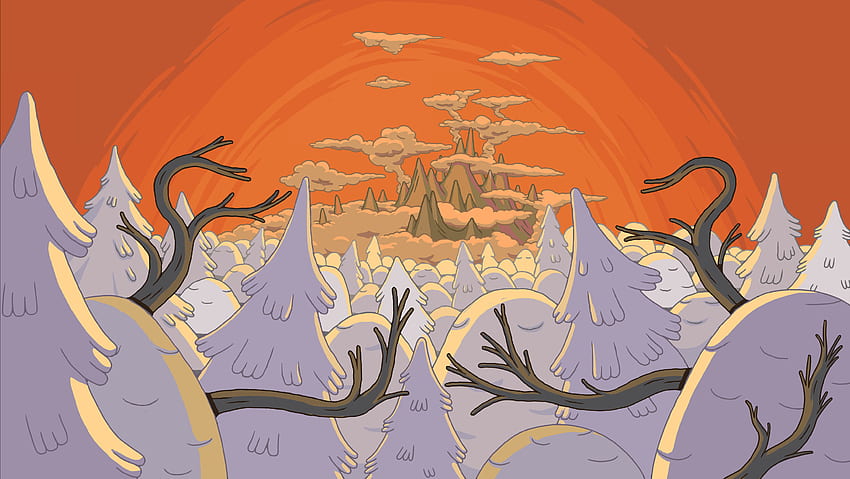 Adventure time, tree, landscape, cartoon, tv series HD wallpaper