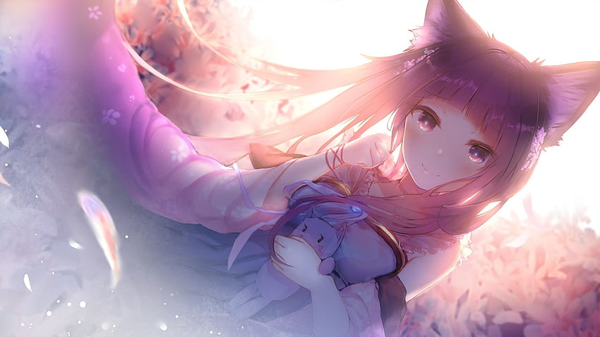 PC Wallpaper 4K - Kawaii Anime Girl with Adorable Cats!