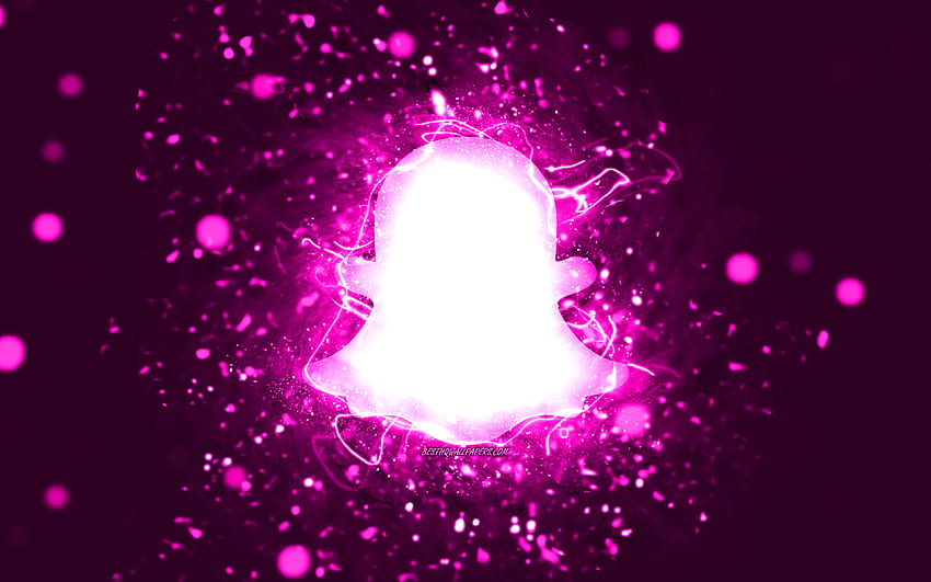 Logotipo púrpura de Snapchat, luces de neón púrpura, creativo ...