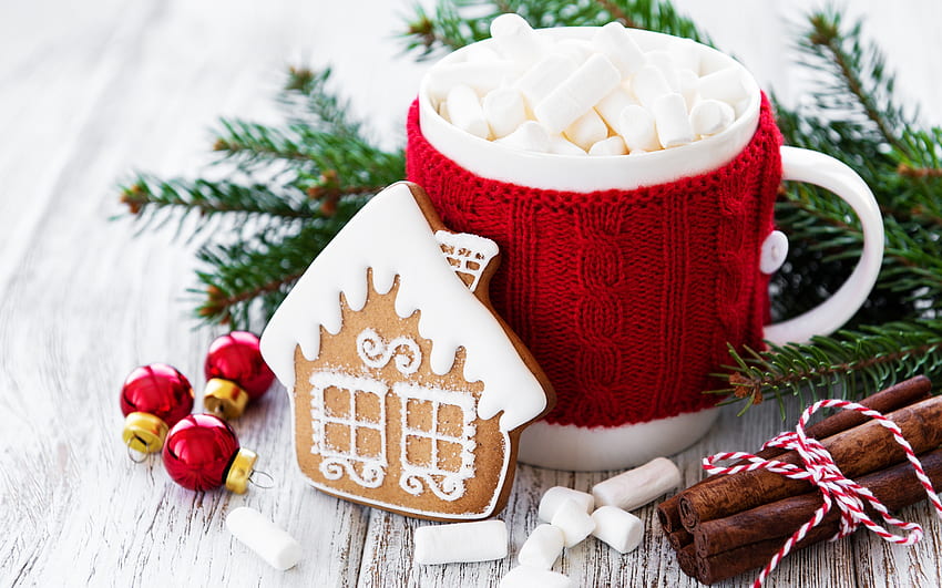 :), tasse, rot, craciun, weihnachten, keks, karte, neujahr HD-Hintergrundbild