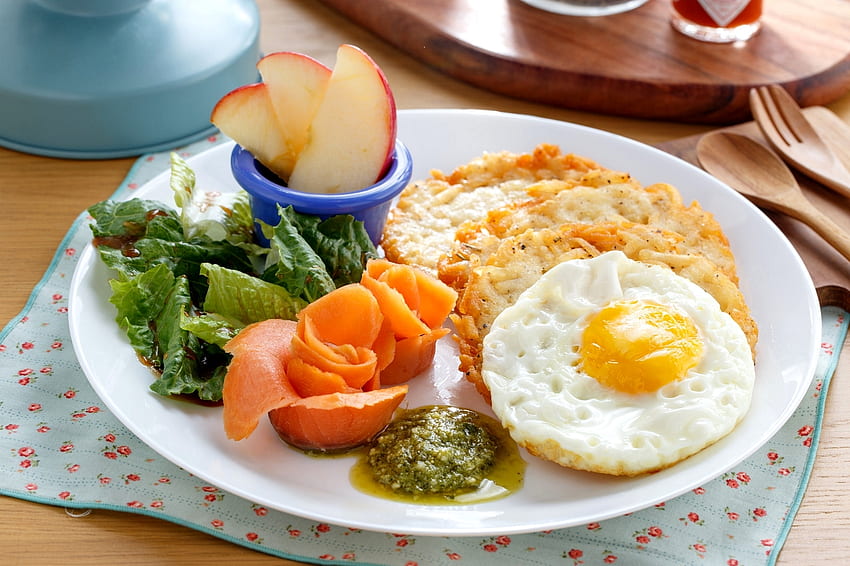 음식, 야채, 스크램블 에그, 서빙, 아침 식사 HD 월페이퍼