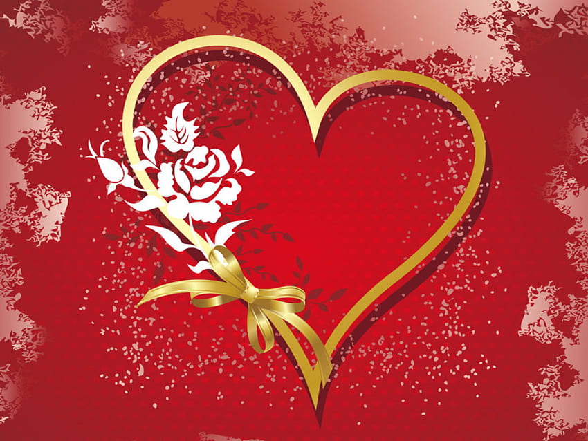 Ślubne serce, ślub, miłość, czerwień, kwiat Tapeta HD