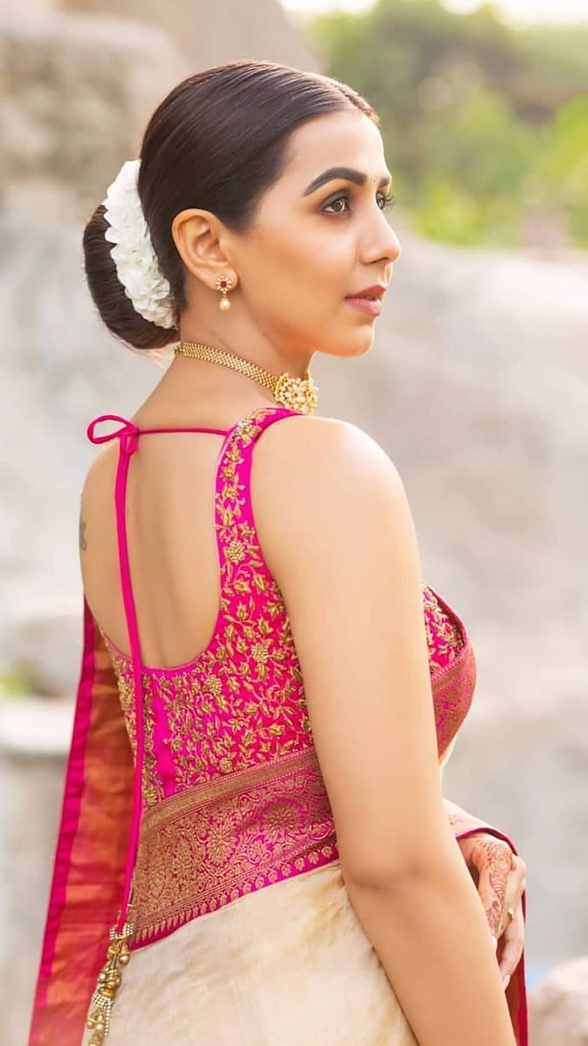 Nikki galrani, multilingual actress, saree beauty HD phone wallpaper