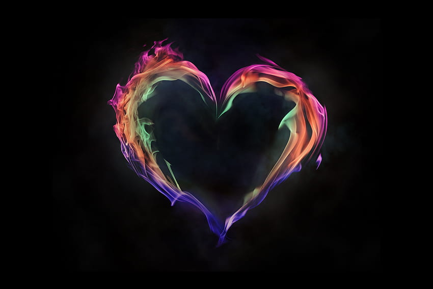 Resolução artística do amor do coração da chama, fundo e chama do amor papel de parede HD