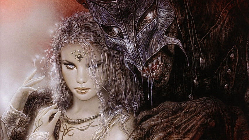 Luis Royo Fantasy Dark Horror Demon Women Art Mask Monster Gothic HD тапет