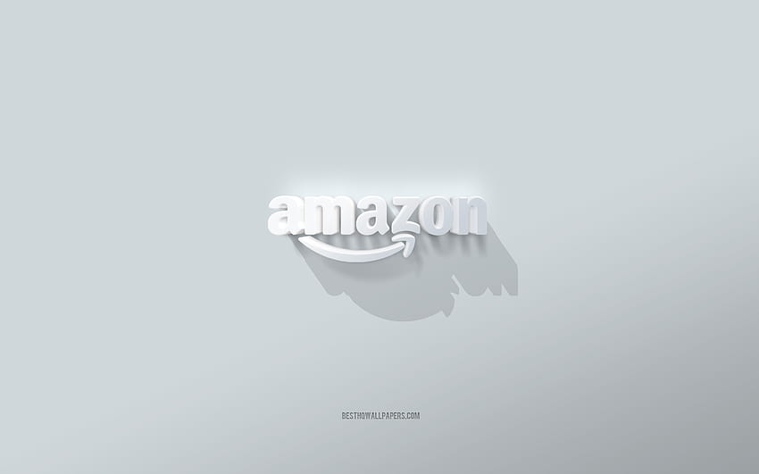 Amazon logo, white background, Amazon 3d logo, 3d art, Amazon, 3d Amazon emblem HD wallpaper