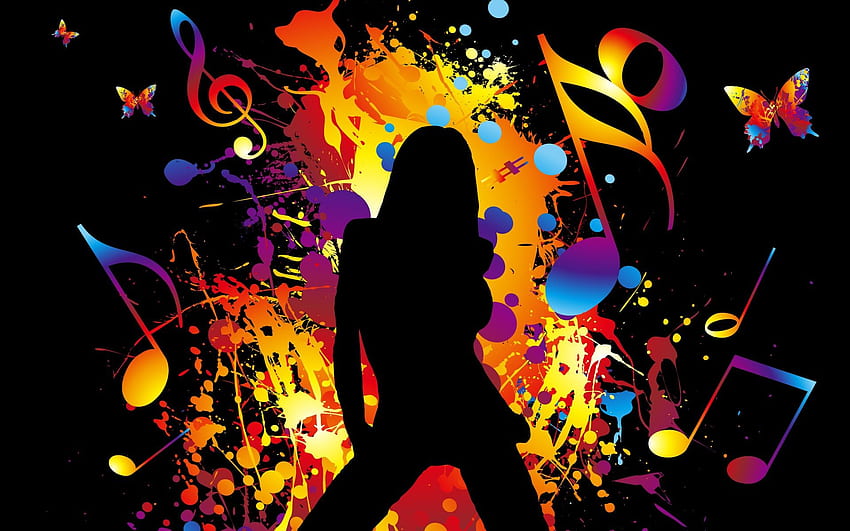 다채로운 벡터 음악 소녀 춤, 소녀 음악 HD 월페이퍼