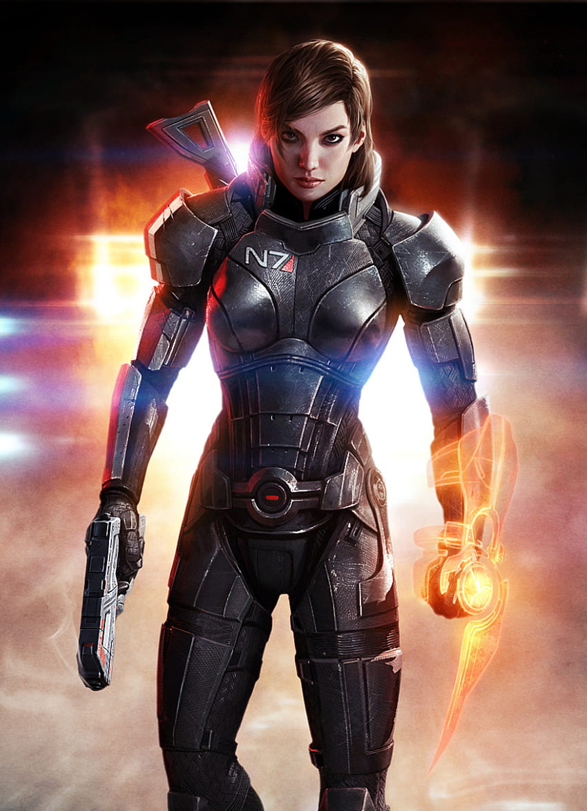 Mass Effect: Female Shepard Digital Painting (Paragon) Leggings for Sale  by Ron Vollach
