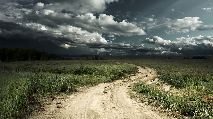 Stormy Tag - Road Stormy Sky Fields Path Farm Dark Country Tempestuous Rough Tumultuous Rabid Storm HD 월페이퍼