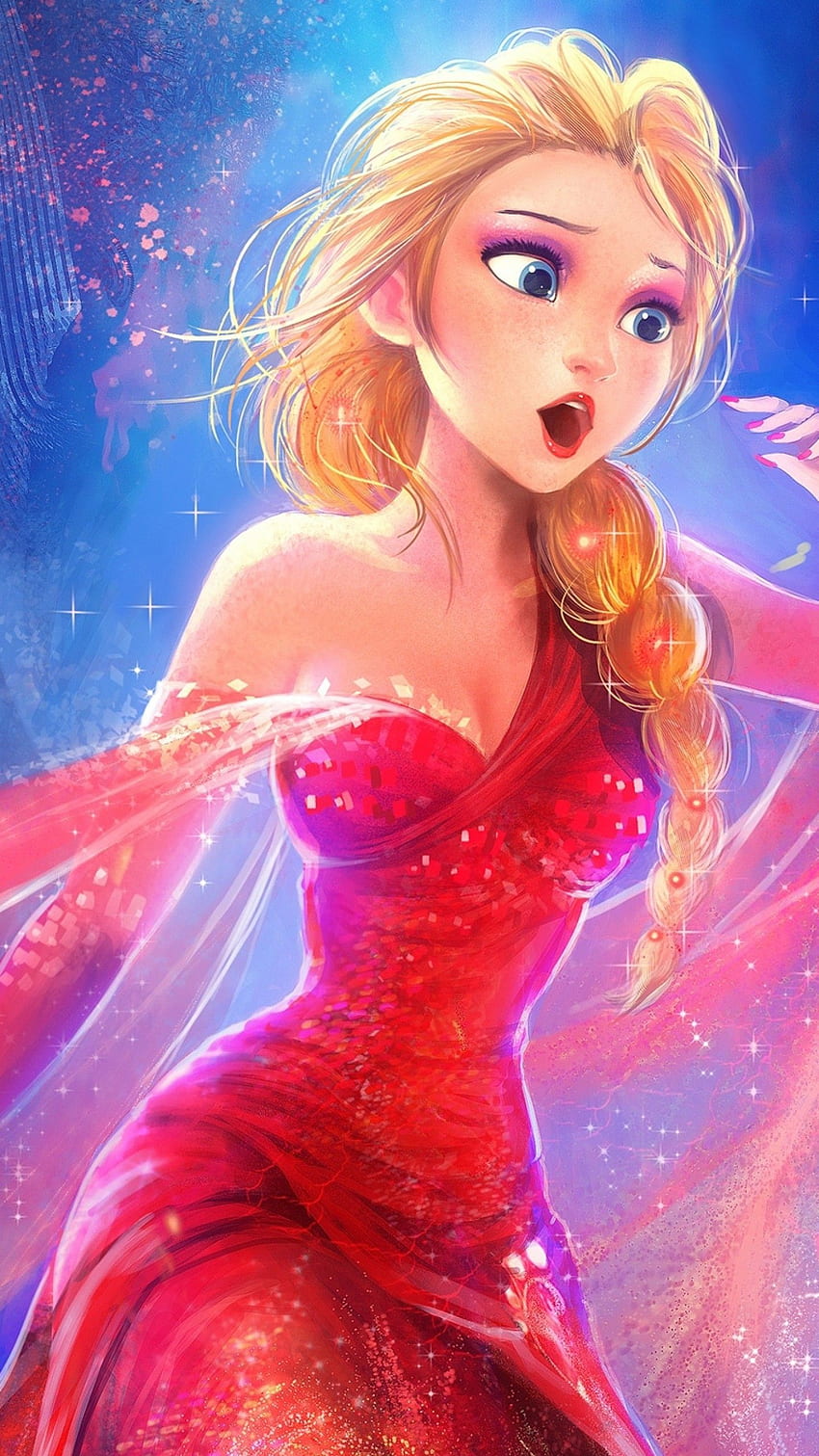 Frozen Elsa En Rojo - - , Rosa Elsa Frozen fondo de pantalla del teléfono