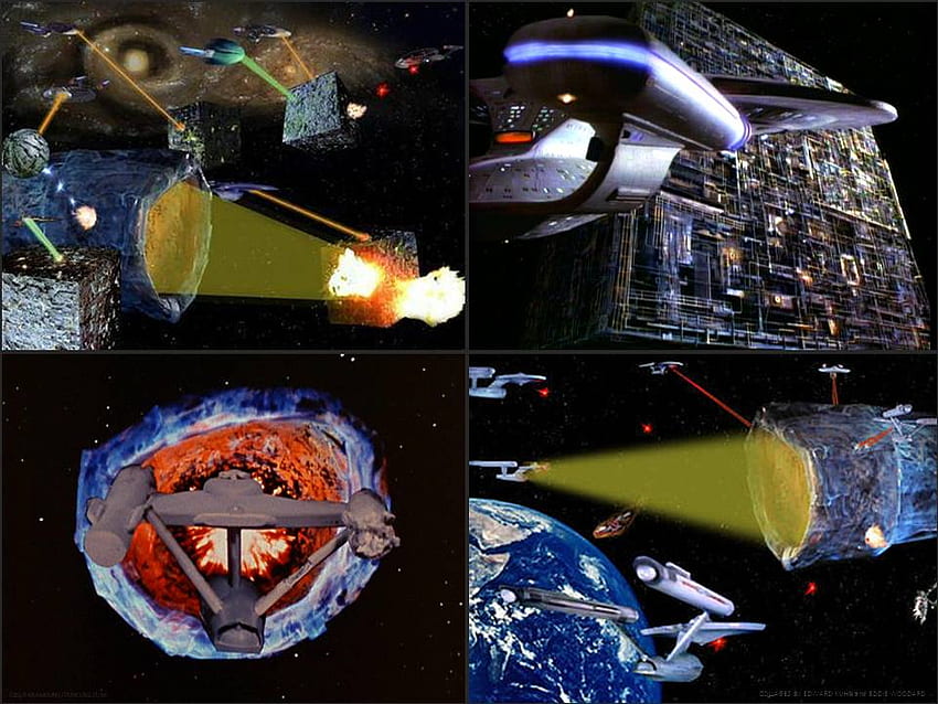 Pertempuran Borg dan Pembunuh Planet, kapal luar angkasa, mesin kiamat, trek bintang, pembunuh planet, borg Wallpaper HD