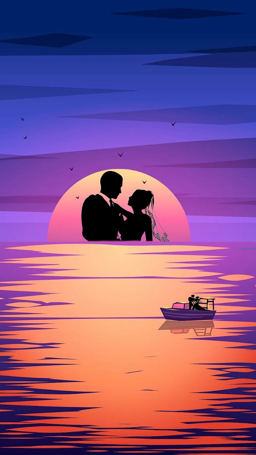 Sunset Couple, cloud, love, sky, sun HD phone wallpaper