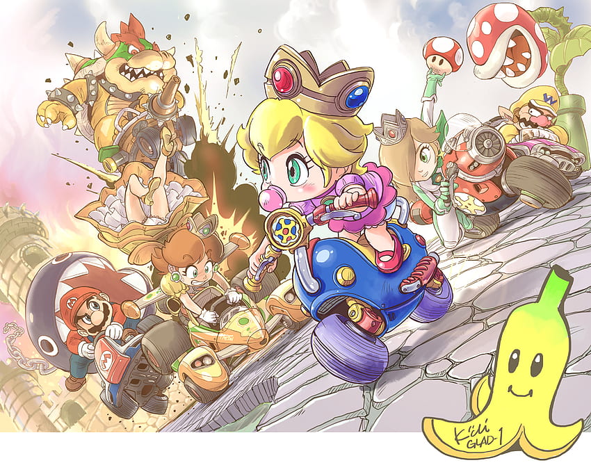 Bowser Kiichi Mario Princess Daisy Princess Peach Rosalina - Mario Kart Fan Art HD wallpaper