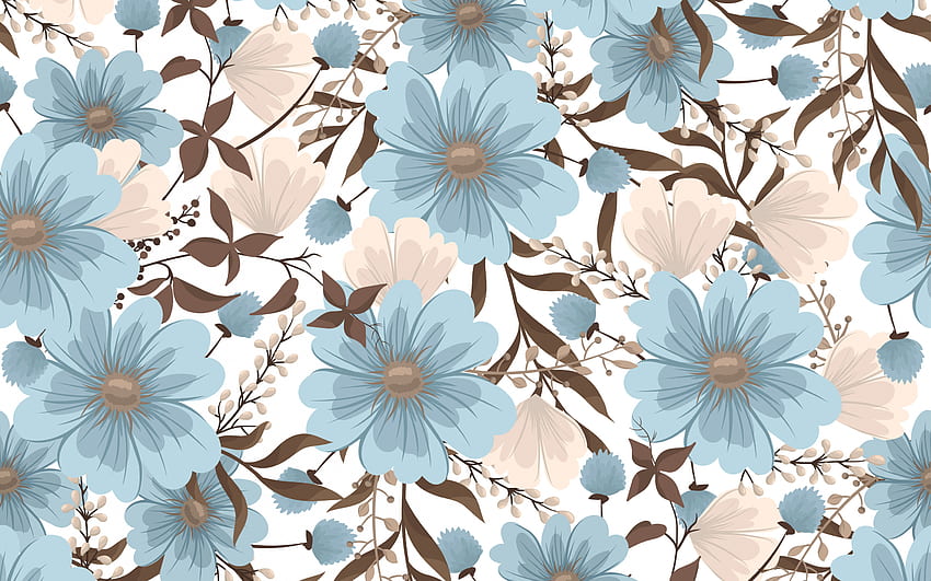 Retro flowers texture, blue brown flowers texture, retro floral background,  texture with flowers, retro background for with resolution . High Quality  HD wallpaper | Pxfuel